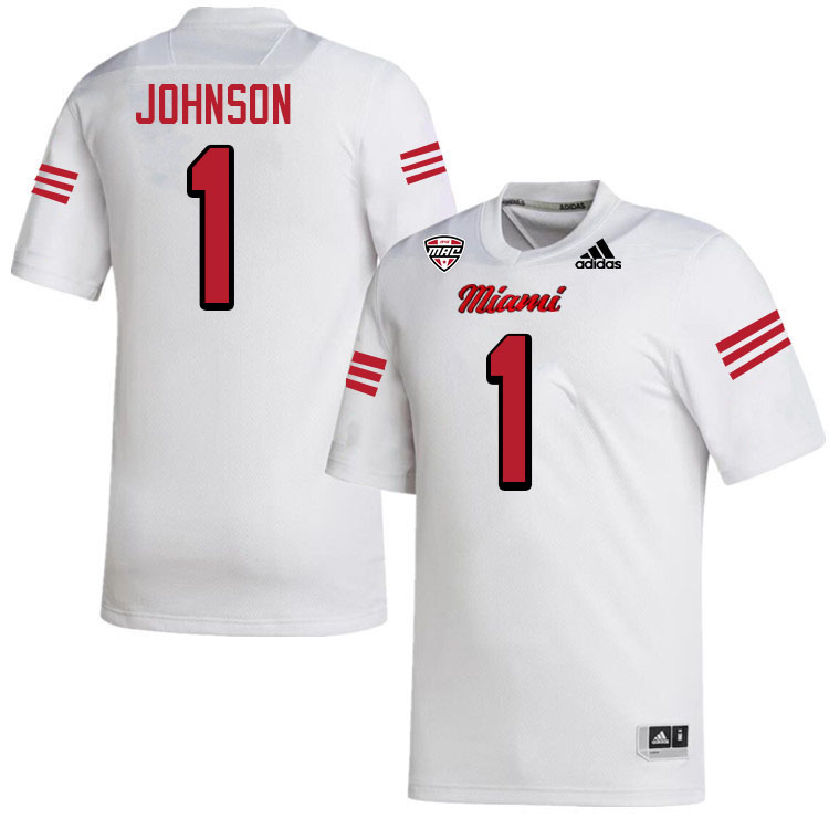 Miami University Redhawks #1 Andre Johnson College Football Jerseys Stitched-White